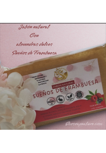 Jabón natural con aceite de almendras Sueños de Frambuesa 