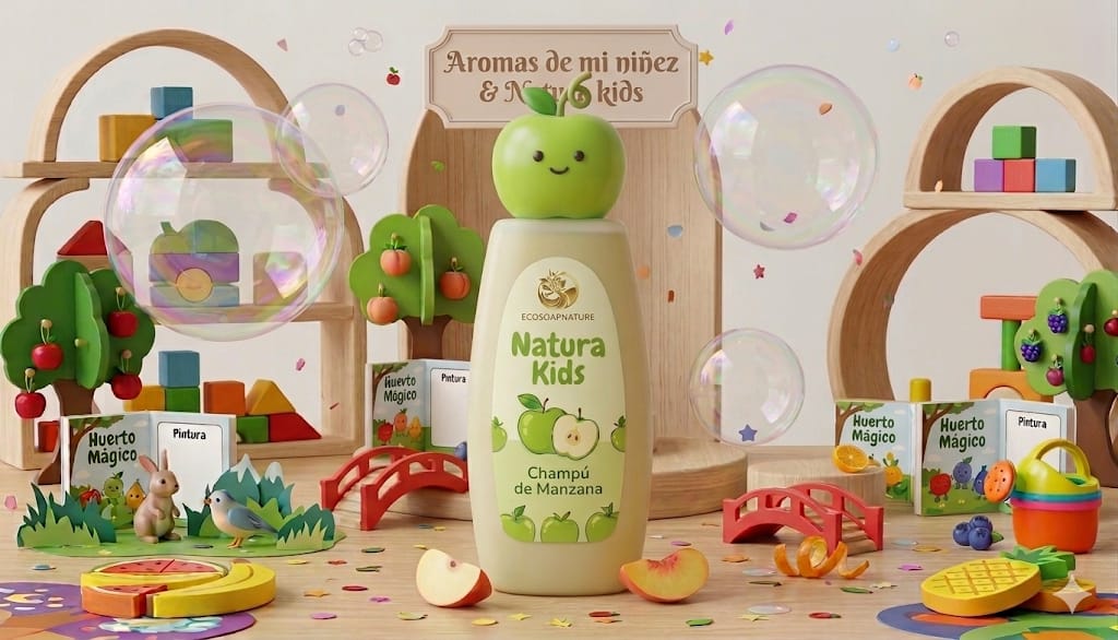 🍏 Champú Infantil "El Secreto de la Manzana Brillante" Colección: Aromas de mi niñez & Natura kids