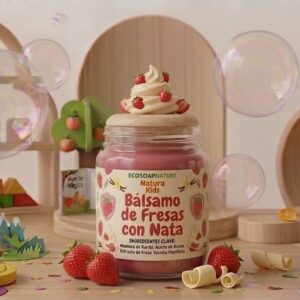 🍓🍦 Bálsamo Labial "El Abrazo de Fresas con Nata" Colección: Aromas de mi niñez & Natura kids