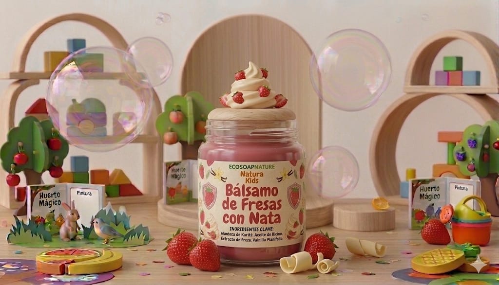 🍓🍦 Bálsamo Labial "El Abrazo de Fresas con Nata" Colección: Aromas de mi niñez & Natura kids