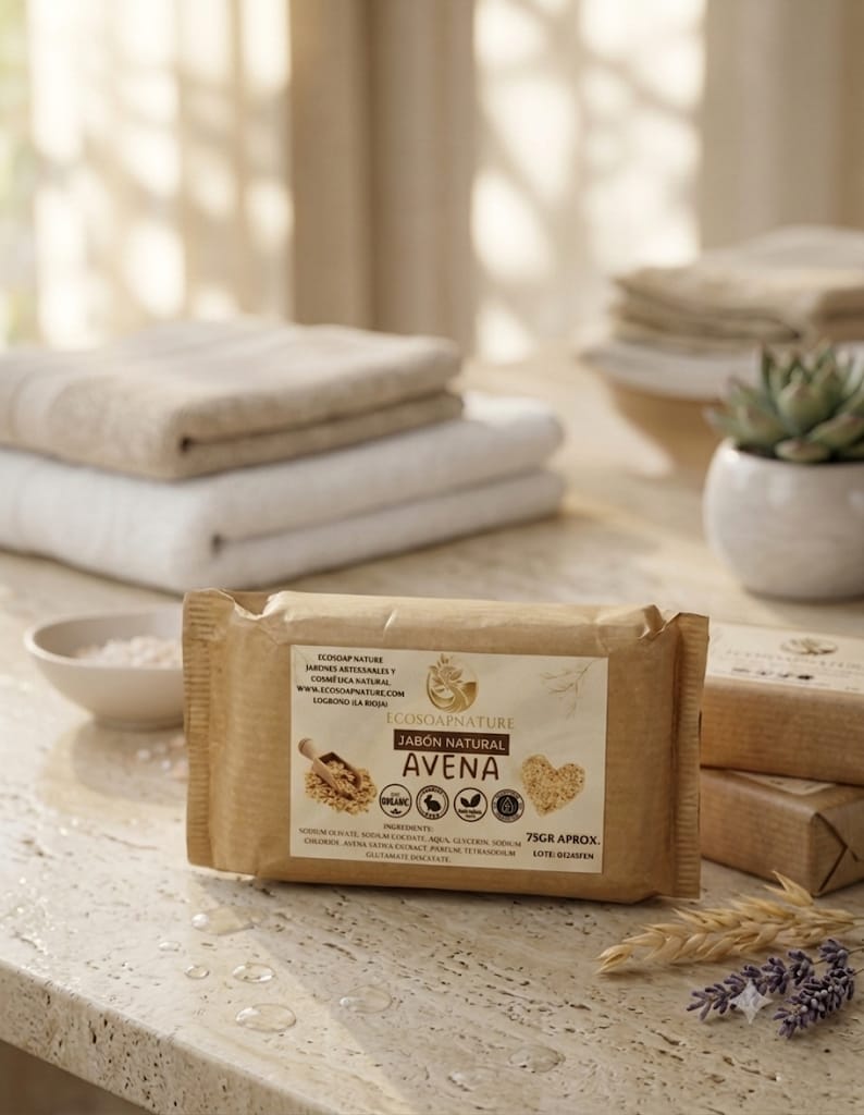 🌾 Jabón Facial Natural de Avena Limpieza Facial