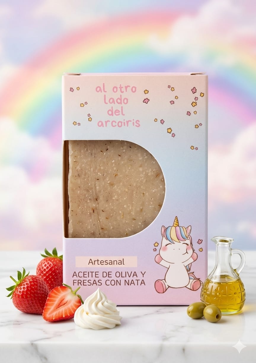 🌈 Jabón Natural Aceite de Caléndula y Plátano | Colección "Al Otro Lado del Arcoíris" 🌼🍌🦄