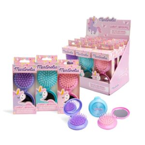 Cepillo De Pelo Plegable Unicornio Con Espejo Y Juego Martinelia